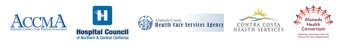 Logos for the ACCMA, Hospital Council of Northern and Central California, the Alameda County Health Care Services Agency, the Contra Costa Health Services, and the Alameda Health Consortium.